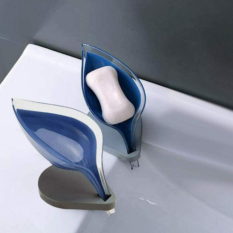 Creative Leaf Shape Plastic Drain Soap Dish Box Portable Kitchen Sink Storage UK