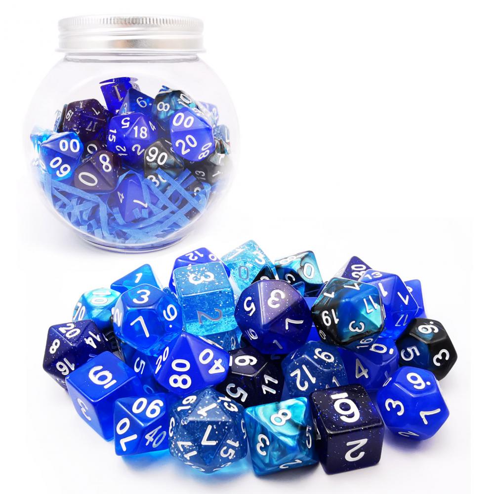 Bescon RPG Dice Set 35pcs Ocean Blue Set, DND Role Playing Game Dice 5X7pcs