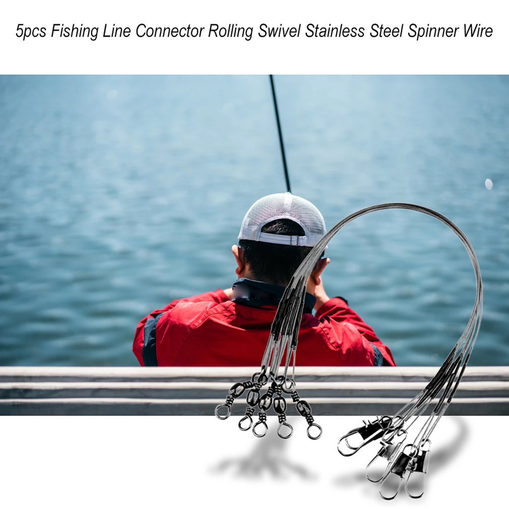 5pcs Fishing Lure Trace Rope Wire Leader Line Tackle Spinning With 15CM, 23CM, 30CM Anti-bite Fishing Wire with Stainless Steel