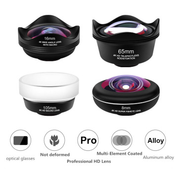 Orsda 4 in 1 Phone Camera Lenses Kit 4K HD Wide Angle Macro Fish Eye Lens for iPhone Smartphone HD Lenses Kit