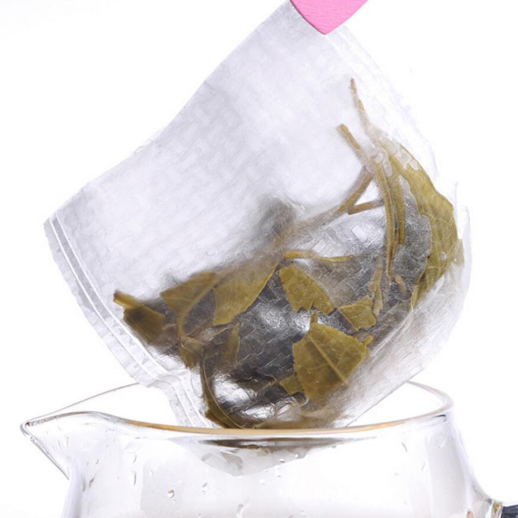 100x Disposable Filter Empty Teabags Herb Loose Tea Bag for Coffee Spice DIY Supplies Foot Bath Package - Folding/Drawstring