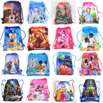 Frozen Cars Minnie Mickey Mouse Moana Coco Sofia Disney Princess Sofia Moana Non-woven Fabrics Drawstring Backpack Shopping bag