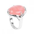 Gemstone 13x18mm Oval Crystal Adjustable Ring Natural Stone Quartz Rings for Women Men Charm Rings Anniversary Birthday