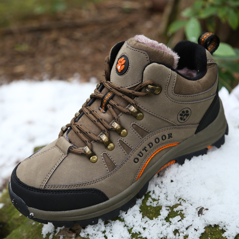 Super Warm Snow Boots Waterproof Leather Men Hiking Boots Outdoor Winter Lace-Up Ankle Hunting Boots Men Work Shoes Sneakers Bot