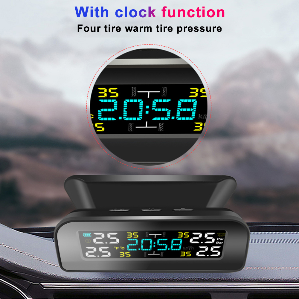 TPMS Solar Power TPMS Car Tire Pressure Alarm 360 Adjustable Monitor Auto Security System Tyre Pressure Temperature Warning new