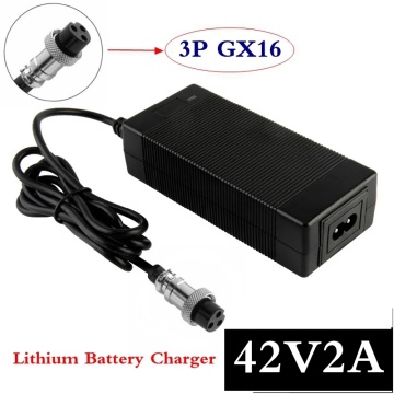 42V 2A electric bike lithium battery charger for 36v electric scooter 3-Prong Inline Connector 3P GX16 Plug