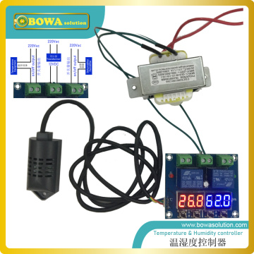 Electronic temperature and humidity SPDT switch is used to control cool/heating and humditify/dehumidify in HVAC/R systems