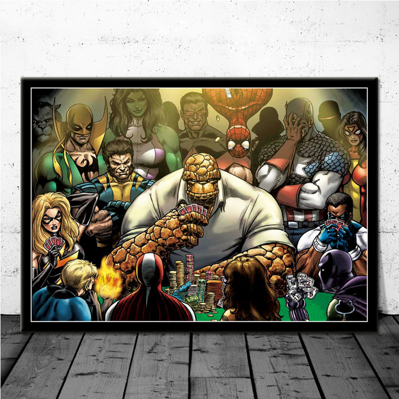 Cats Dogs Playing Poker Funny Collage Cartoon Animal Canvas Oil Painting Poster Prints Art Wall Pictures Living Room Home Decor