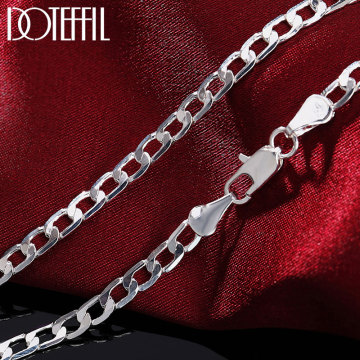 DOTEFFIL 925 Sterling Silver 16/18/20/22/24/26/28/30 Inch 4mm Sideways Necklace For Women Man Fashion Wedding Charm Jewelry