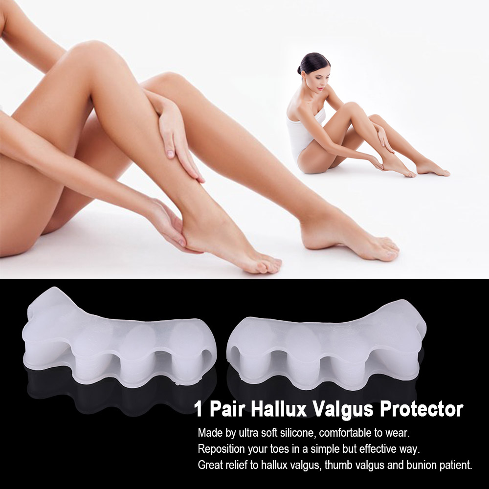 4 Holes Silicone Pedicure Foot Care Pedicure Tool for Legs Finger Toe Separator Divider Thumb Bunion Hallux Valgus Protector