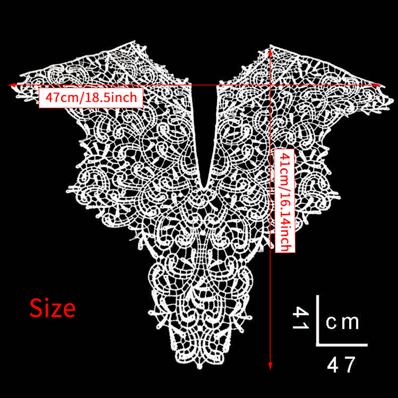 1Pc Embroidered Lace Fabric Neckline Collar Applique Embroidery Sewing on Patches Sewing Fabric Big V Neck DIY Accessories Hot