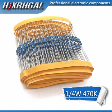 100pcs 470K ohm 1/4W 1% Metal film resistor hjxrhgal