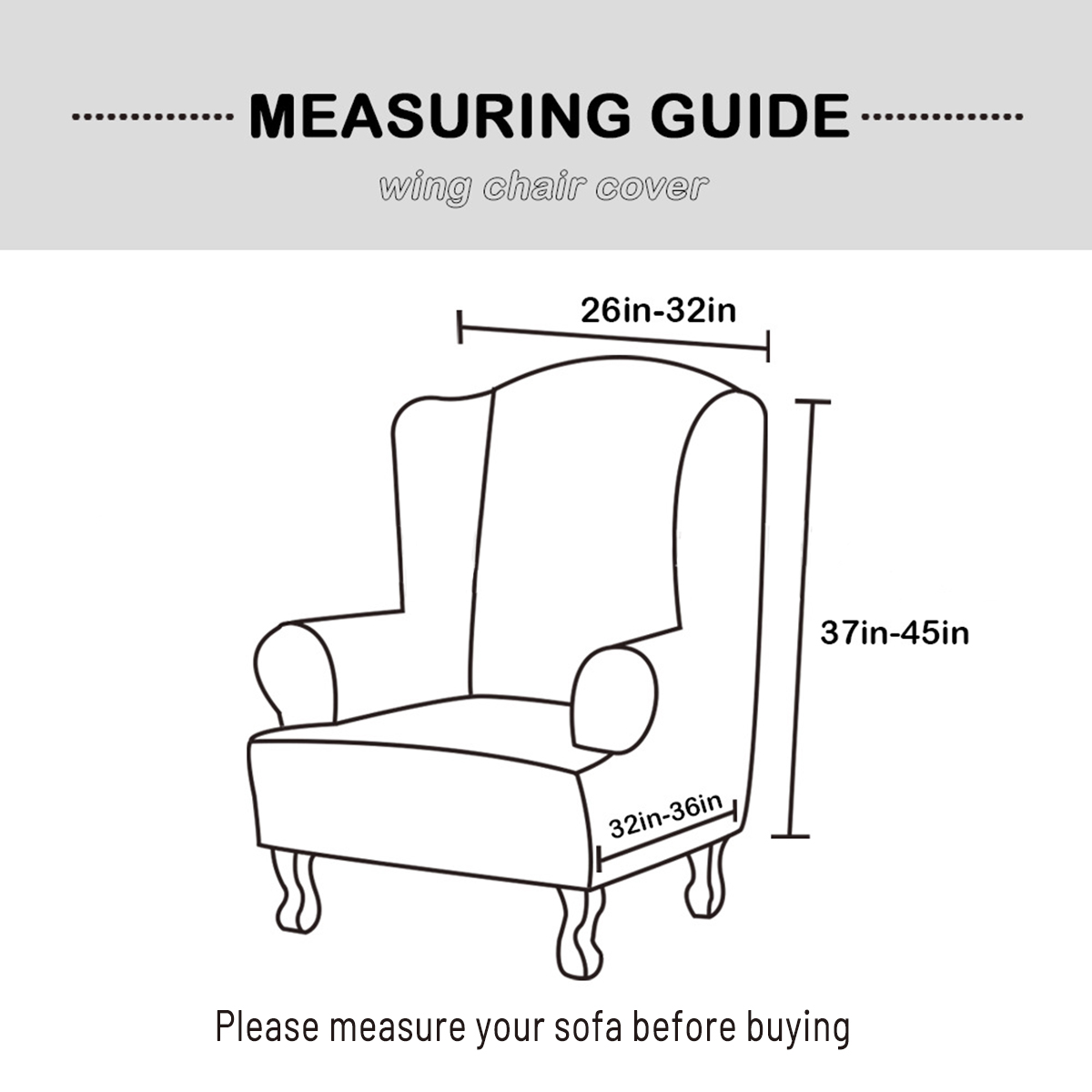 Waterproof Dust-proof Velvet Sofa Chair Cover Stretch Wing Chair Cover Wingback Armchair Protector Cover Furniture Cover Stretch
