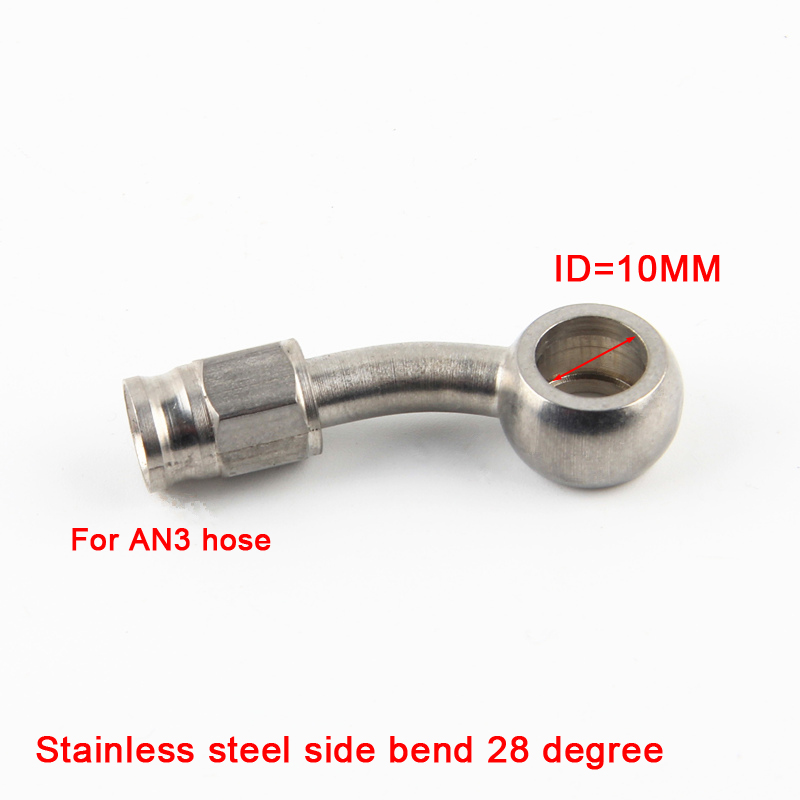 AN3 10mm Stainless Steel Banjo Eye Brake PTFE Hose Fitting/Hose Ends Adapter For Car Auto Motorcycle 0 Degree/28 Degree/90Degree