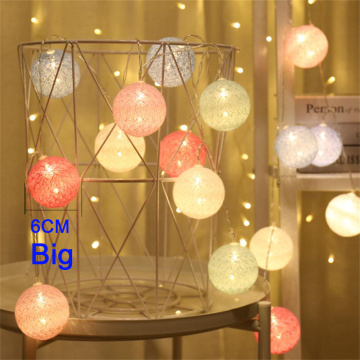 Garland Cotton Balls String Lights Battery USB 6CM 40 Cotton Ball Light Chain Fairy LED Holiday Lights Birthday Party Gifts