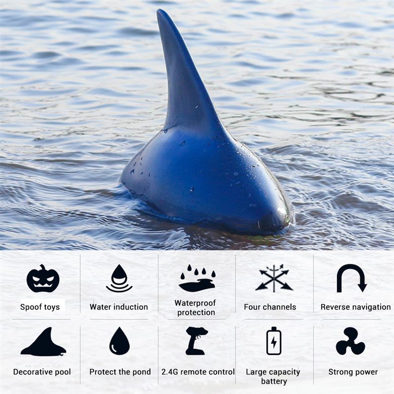 2.4G Simulation RC Shark Fin Boat Electric Remote Control Racing Boat Prank Toy Kids Boys Birthday Gift Outdoor Speedboat Toy
