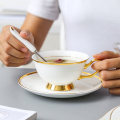 Gold Inlay Bone China Tea Cup Saucer Spoon Set 200ml Luxury Ceramic Coffee Cup Advanced Porcelain Teacup Party Teatime Drinkware