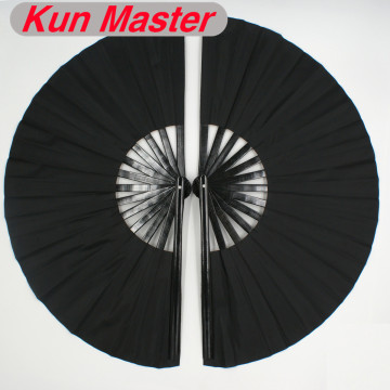 Bamboo Left And Right Tai Chi Performance Double Fan Martial Arts Fan Kung Fu Fans Black Color