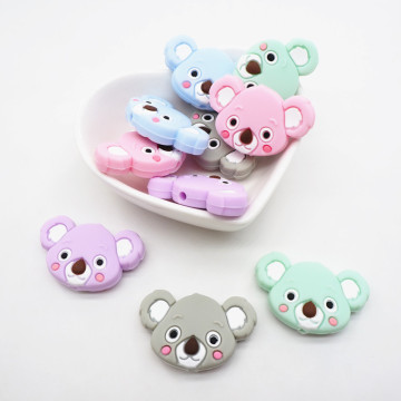 Chenkai 10PCS Silicone Koala Teether Beads DIY Animal Teething Necklace Beads For Baby Dummy Cartoon Pacifier Toy Accessories