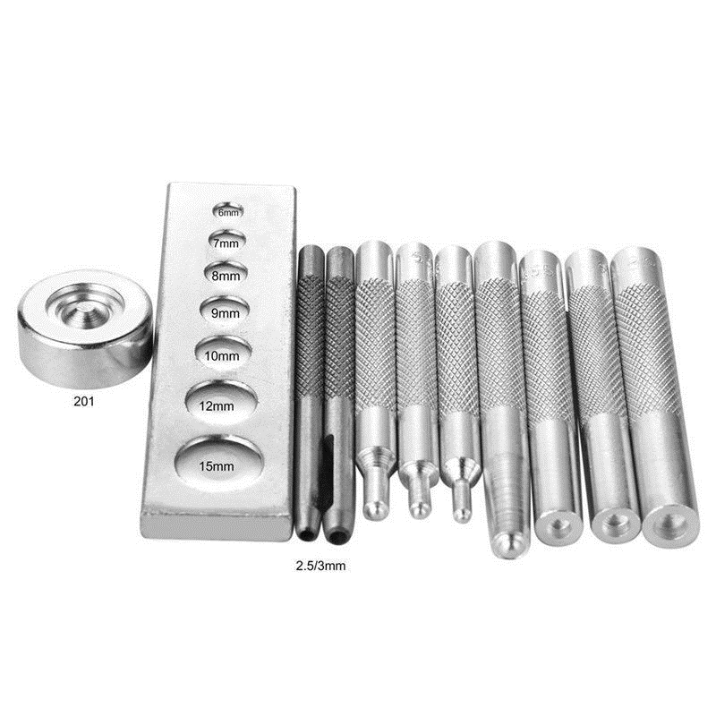 New Fashion 1 Set of 11 Die Punch Tool Snap Rivet Setter Base Kit For DIY Leather Craft Tools