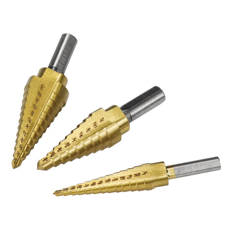 XCAN Step Drill Bit Set Pagoda Shape Matel Drill Bit with 130mm Center Punch Drill Hole Cutter Core Drill Bit