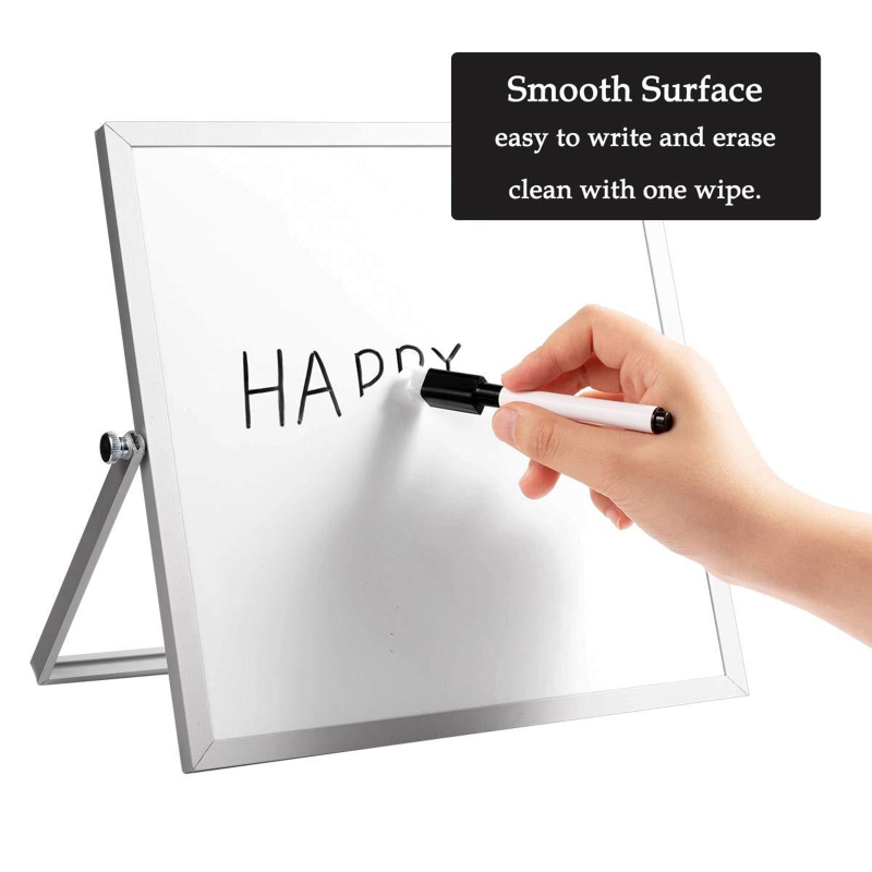 Small Magnetic White Board for Desk Double-Sided Desktop Tabletop Dry Erase Board with Stand for Students Home Office Meeting