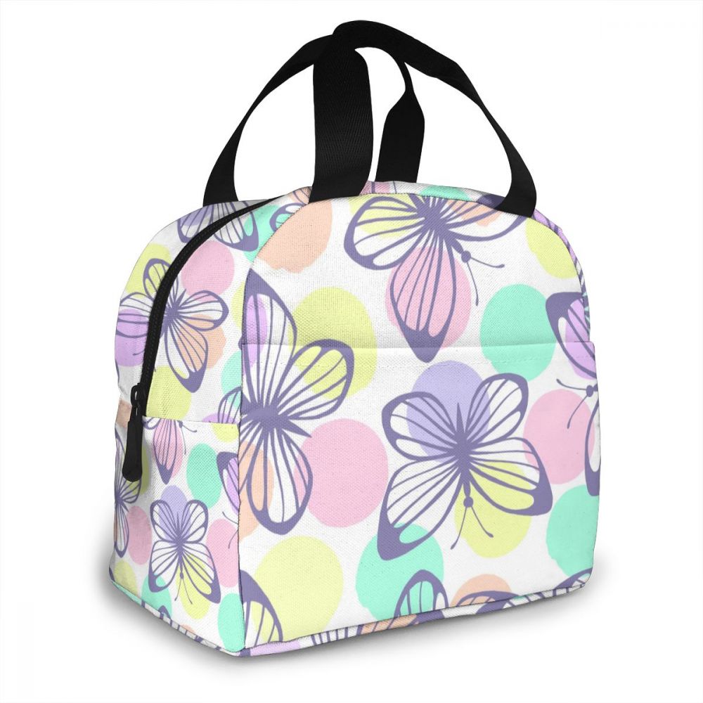 Insulated Lunch Bag Thermal Beautiful Butterflies Tote Bags Cooler Picnic Food Lunch Box Bag For Kids Women Girls Men Children