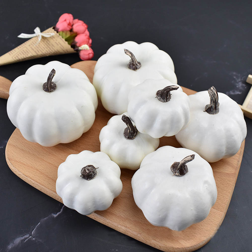 12Pcs Simulation Small Pumpkin Foam Mini Halloween White Pumpkin DIY Craft Artificial Pumpkin Party Wedding Decor Supplies