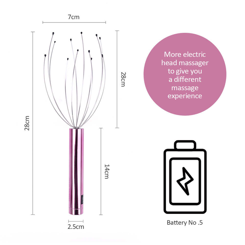 1PC Octopus Head Scalp Relaxation Massage Electric Body Back Scalp Massager Head Relaxer Relieve Stress Metal Massager Device