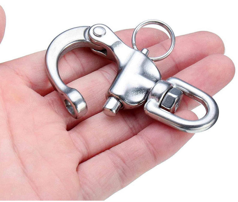 1pcs Stainless Steel Rotary Spring Hook Quick Release Boat Chain Eye Shackle Swivel Bracket Snap Hook Hardware Tool 70mm