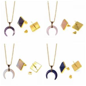 Natural Ox Horn Crystal Set Jewelry Necklace Earring