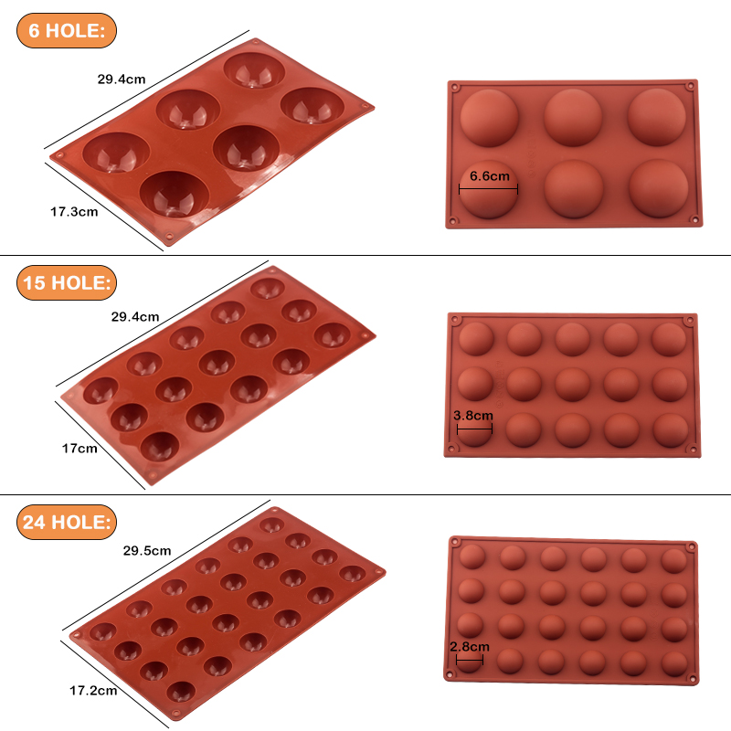 Random Color Round Shape Cake Mold Brown Half Ball Sphere Silicone Mold For Chocolate Dessert Mould DIY Decorating Cake