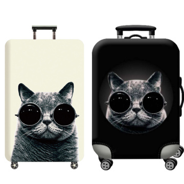 Travel Accessories Luggage Cover Suitcase Protection Baggage Dust Cover Trunk Set Trolley Case Elasticity Glasses Cat Pattern