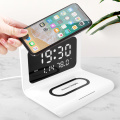 3 In 1 Fast Wireless Charger Dock Station Clock Function For IPhone 11 X XR XS Samsung Mobile Phone Charging Holder Phone Stand