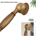 Antique Brass Shower Faucets Set 8'' Rainfall Shower Commodity Shelf Dual Handle Mixer Tap Swivel Tub Spout Bath Shower