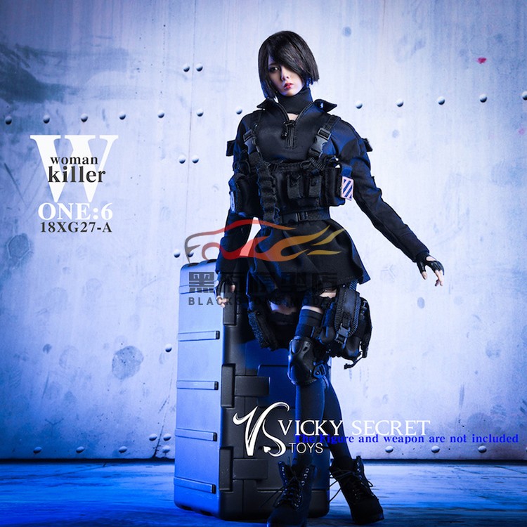 18XG27 1/6 female figure female killer combat costume set free weapon equipment box fit 12'' action figure