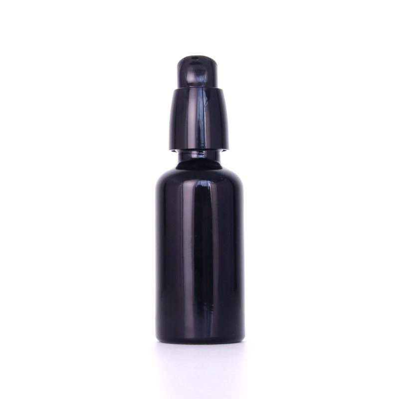 Glass Bottle With Black Smooth Lotion Pump1 Jpg