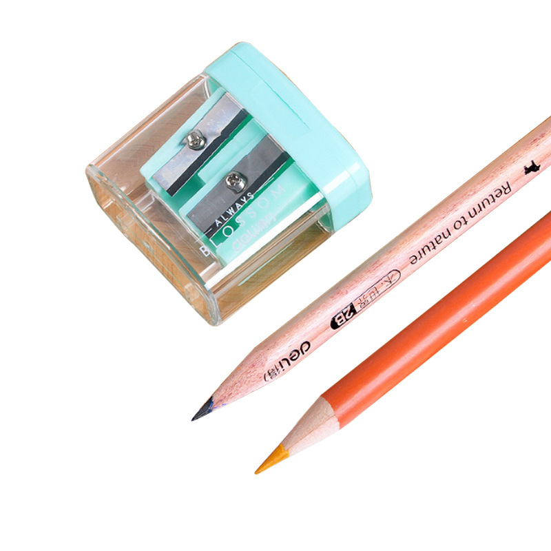 2pcs \ 4pcs Deli color pencil sharpener student pencil sharpener Mini double hole pencil sharpener student stationery