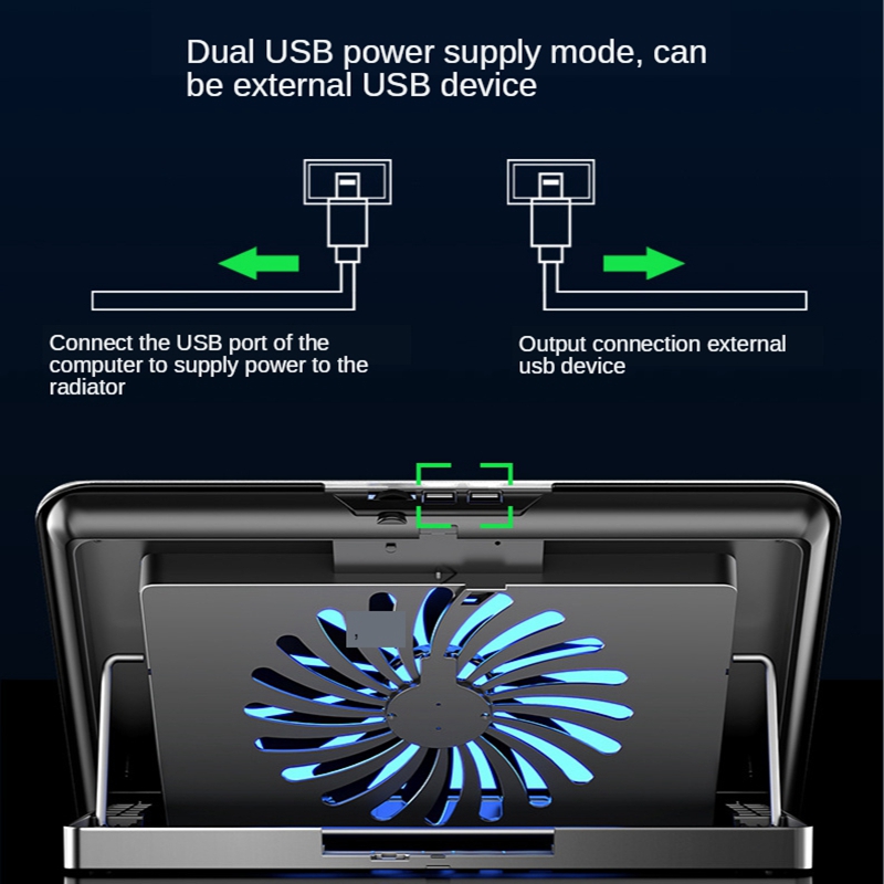 Portable Gaming PC Laptop Cooler Dual USB Laptop Cooling Pad Adjustable Support Notebook Stand With Fan For Macbook Pro Holder