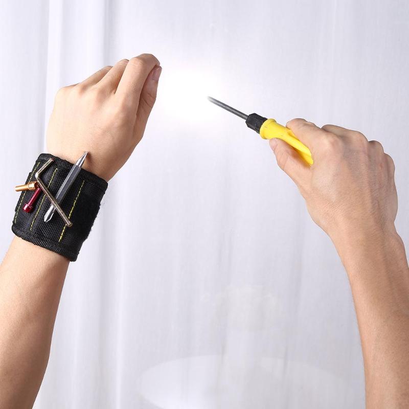 Waterproof Magnetic Wristband Tool Bag Electrician Portable Toolkit Strong Magnets Hand Bracelet for Screws Nails Drill Bits