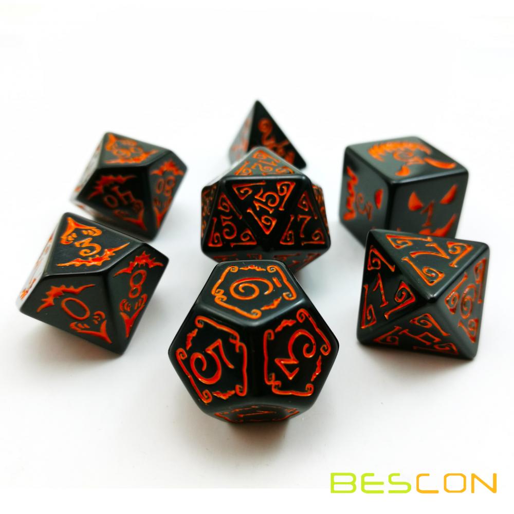 Bescon Halloween Polyhedral Dice 7pcs Set, Halloween RPG Dice Set d4 d6 d8 d10 d12 d20 d% Set of 7 Halloween Dice-DnD Dice