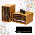 Black Gum Record Shelf Classical Nostalgic LP Record Storage Rack Vinyl Disc Storage Rack CD Rack Baffle Detachable Flexible