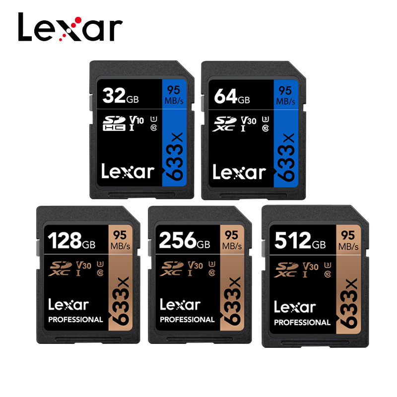 Lexar 32GB 16GB 64GB Class 10 SD SDHC SDXC Memory Card in SD card 128GB 256GB 95MB/s for Digital SLR camera and HD camera