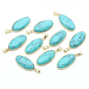 Oval Turquoise Pendant for Making Jewelry Necklace 15x30MM