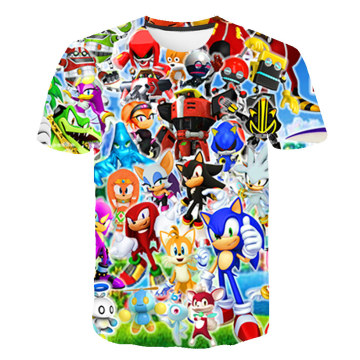 Sonic the Hedgehog Kids t shirt Funny Cartoon T-shirt Short Sleeve Boys Children's Clothing Summer O-Neck Casual Top 4T-14T