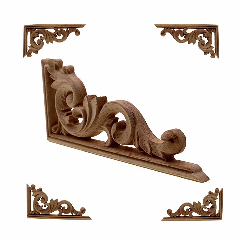 VZLX Woodcarving Decal Pretty Patterns Wood Appliques Carved Miniatures Wooden Figurine Crafts Furniture Window Home Decor