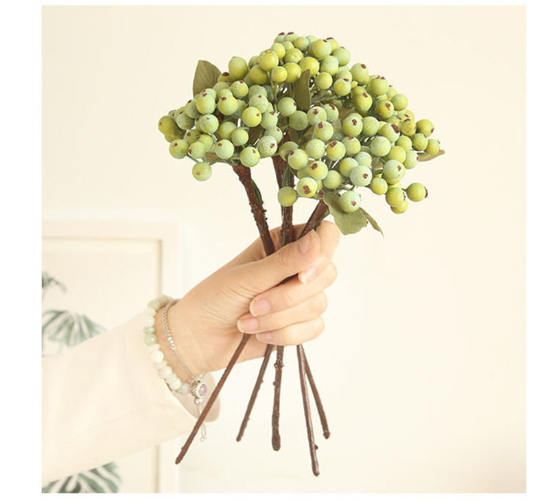 Artificial green Berry branch small bacca fruit berries foam fake flowers home decoration accessories plante artificielle