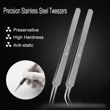High Precision Tweezers Pinzas Pincet Stainless Steel Curved Straight Tip Tweezer For Electronics Repair Tools