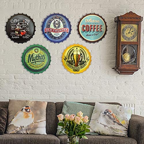 Royal Tin Sign Bottle Cap Metal Tin Sign Petroleum Products Gas Oil Diameter 13.8 inches, Round Metal Signs for Home and Kitchen