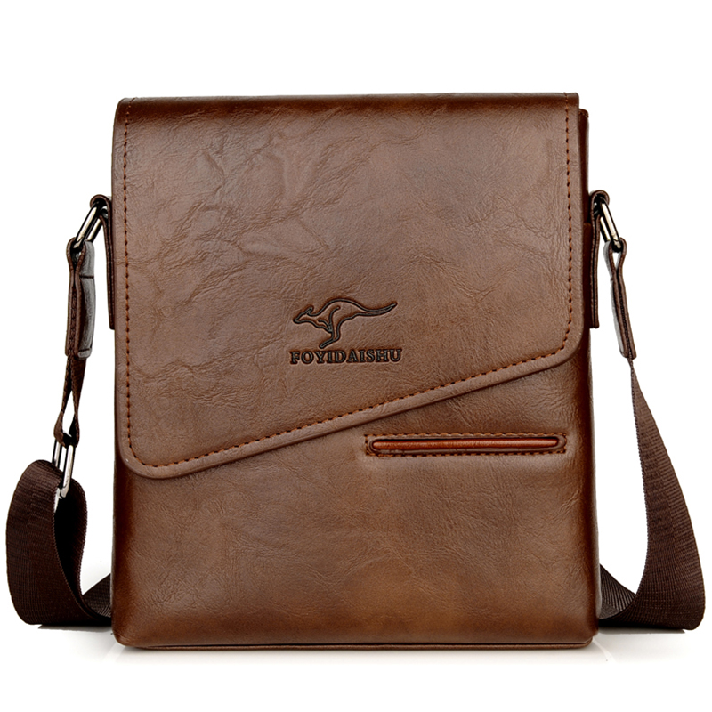 Kangaroo Luxury Brand Vintage Men Shoulder Bag Leather Messenger Bag Waterproof Office Business Crossbody Bag For Male Handbags